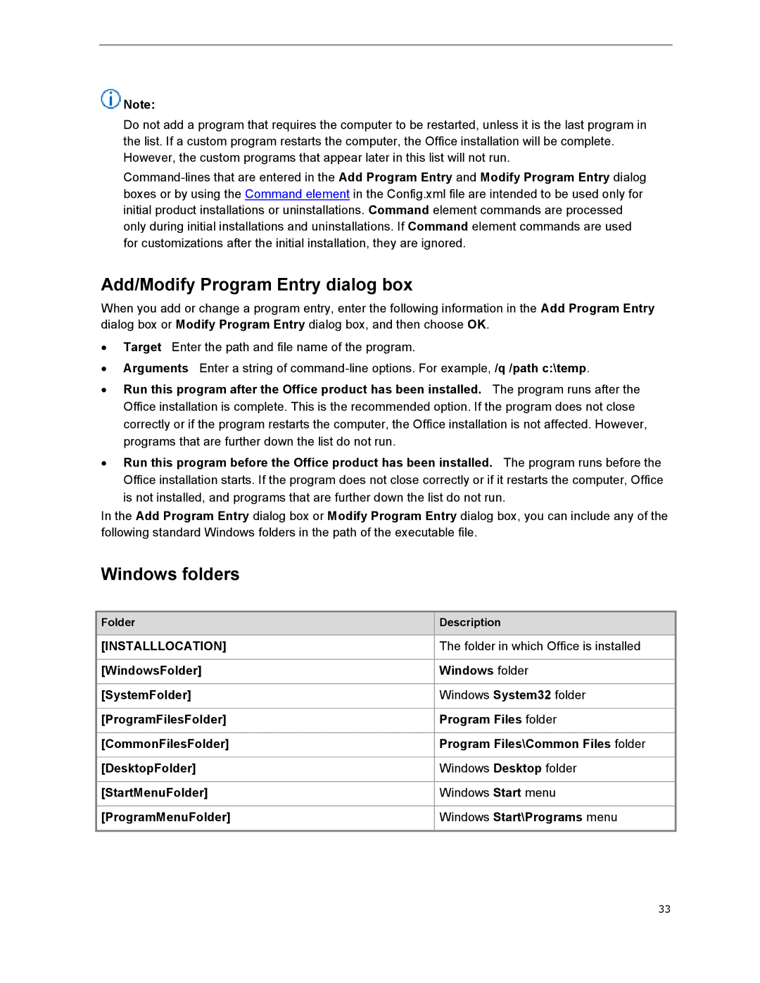 Microsoft T5D01575, 79G-03775 manual Add/Modify Program Entry dialog box, Windows folders 