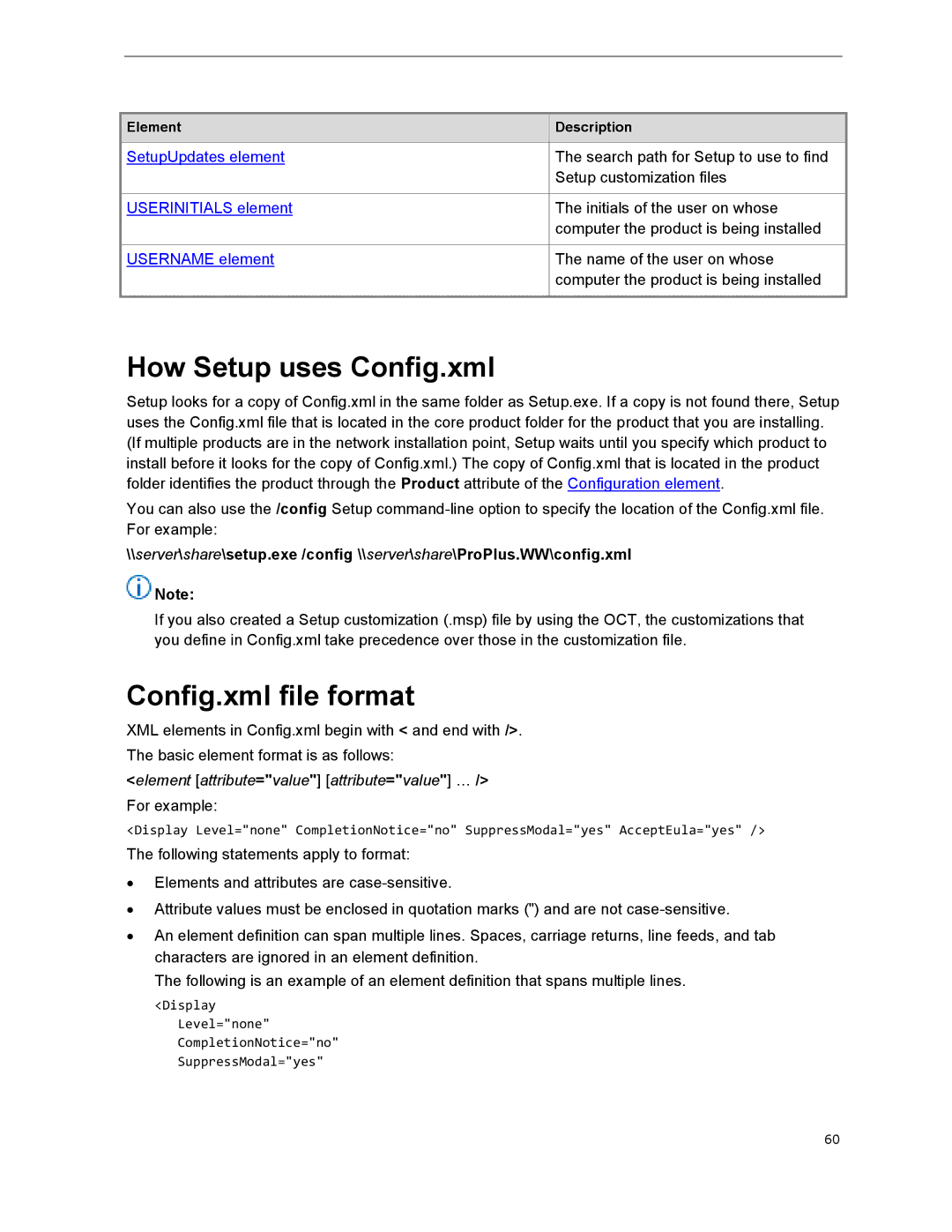 Microsoft 79G-03775, T5D01575 manual How Setup uses Config.xml, Config.xml file format 