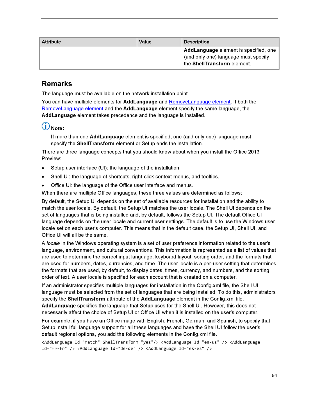 Microsoft 79G-03775, T5D01575 manual ShellTransform element 