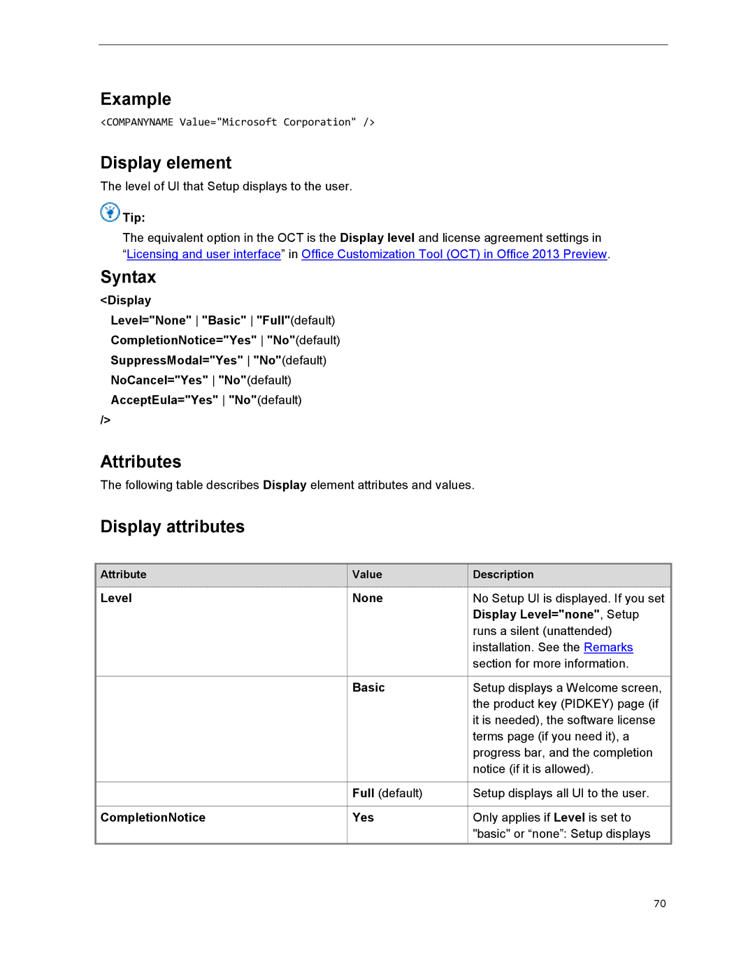 Microsoft 79G-03775, T5D01575 manual Display element, Display attributes 