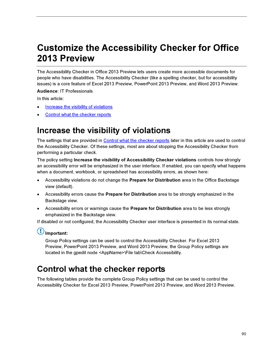 Microsoft 79G-03775 Customize the Accessibility Checker for Office 2013 Preview, Increase the visibility of violations 