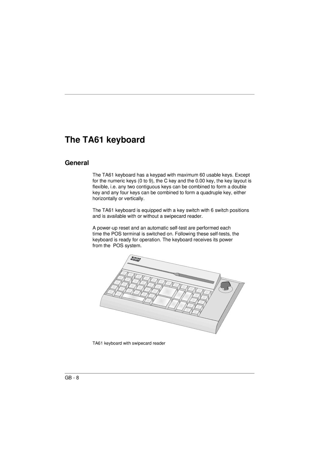 Microsoft manual TA61 keyboard, General 