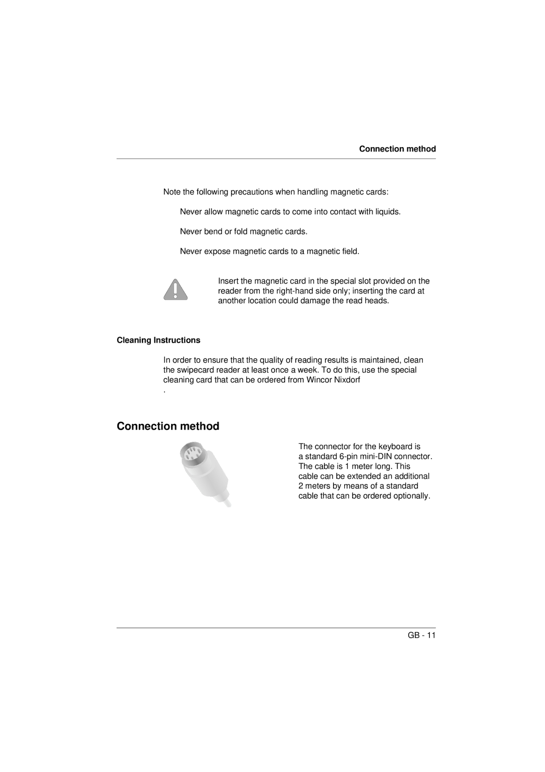 Microsoft TA61 manual Connection method, Cleaning Instructions 