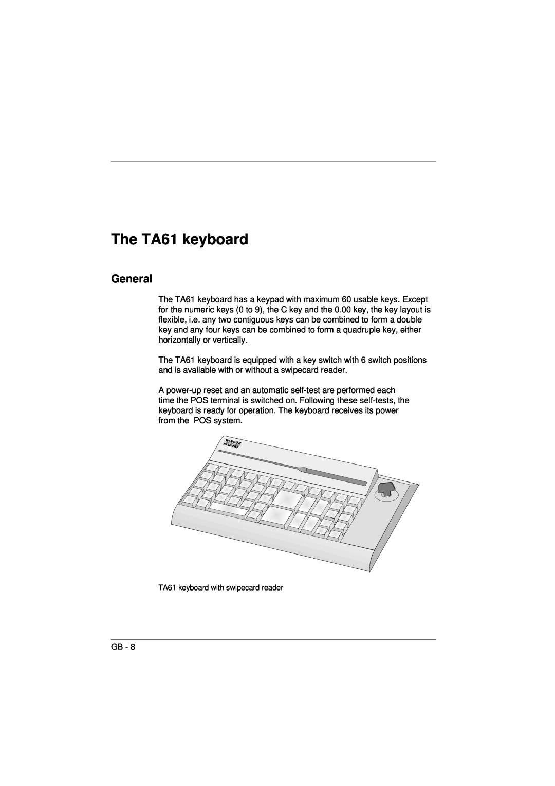 Microsoft manual The TA61 keyboard, General 