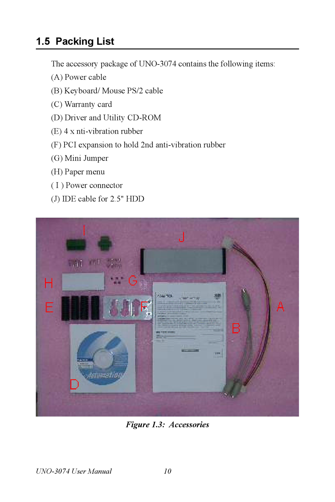 Microsoft UNO-3074 user manual Packing List, Accessories 