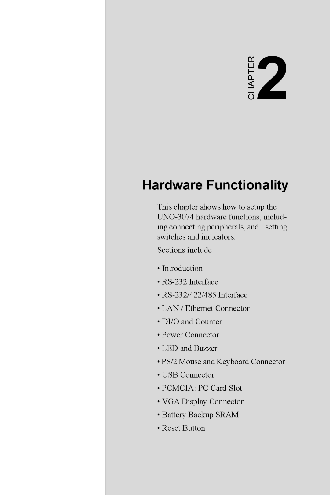 Microsoft UNO-3074 user manual Hardware Functionality 