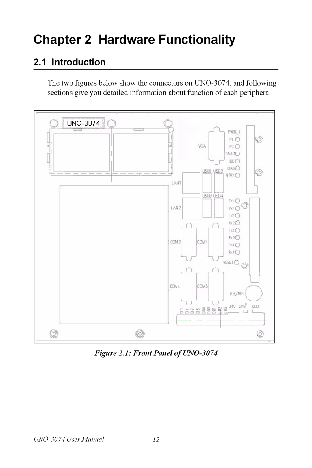 Microsoft user manual Front Panel of UNO-3074 