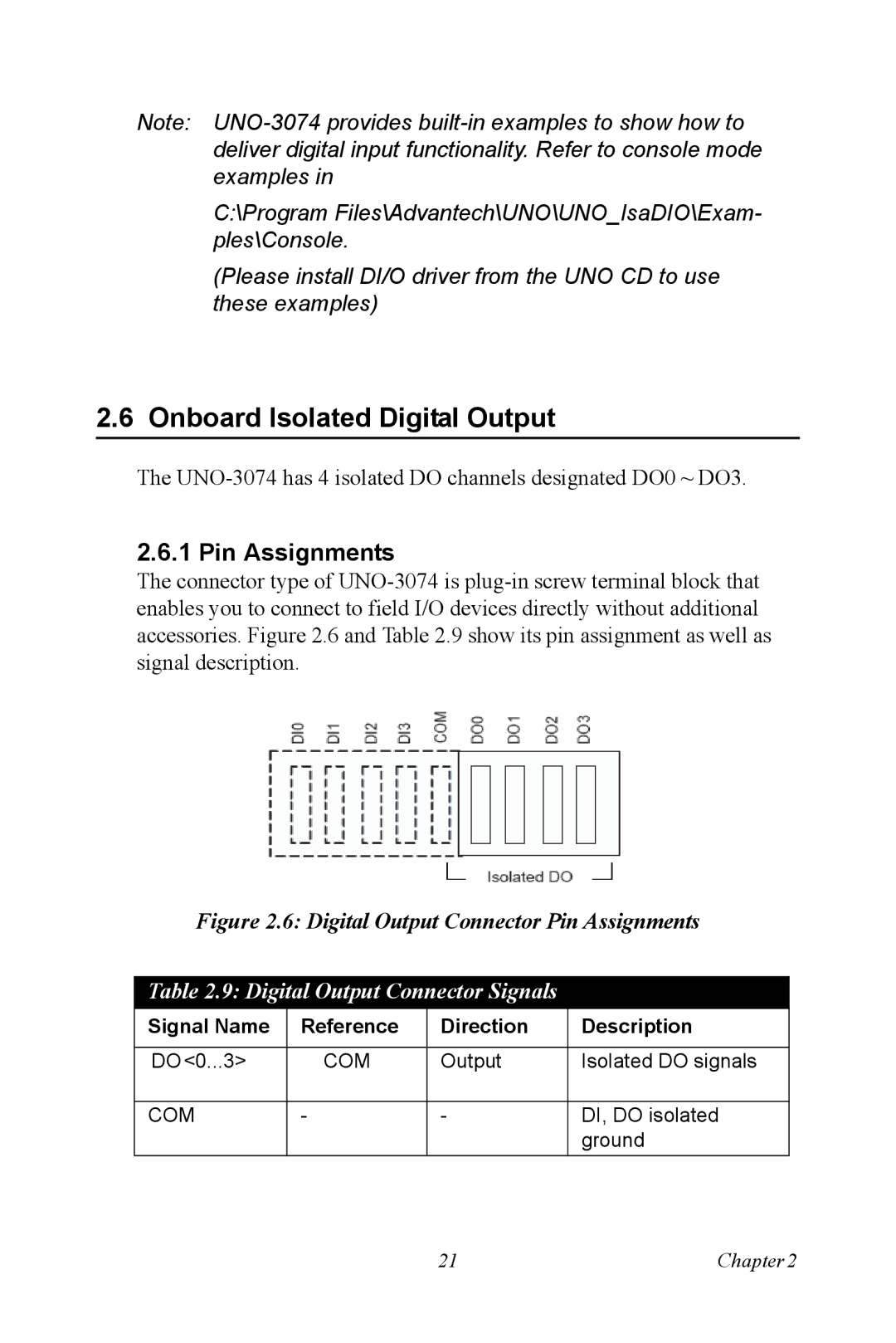 Microsoft UNO-3074 user manual Onboard Isolated Digital Output, Digital Output Connector Signals 