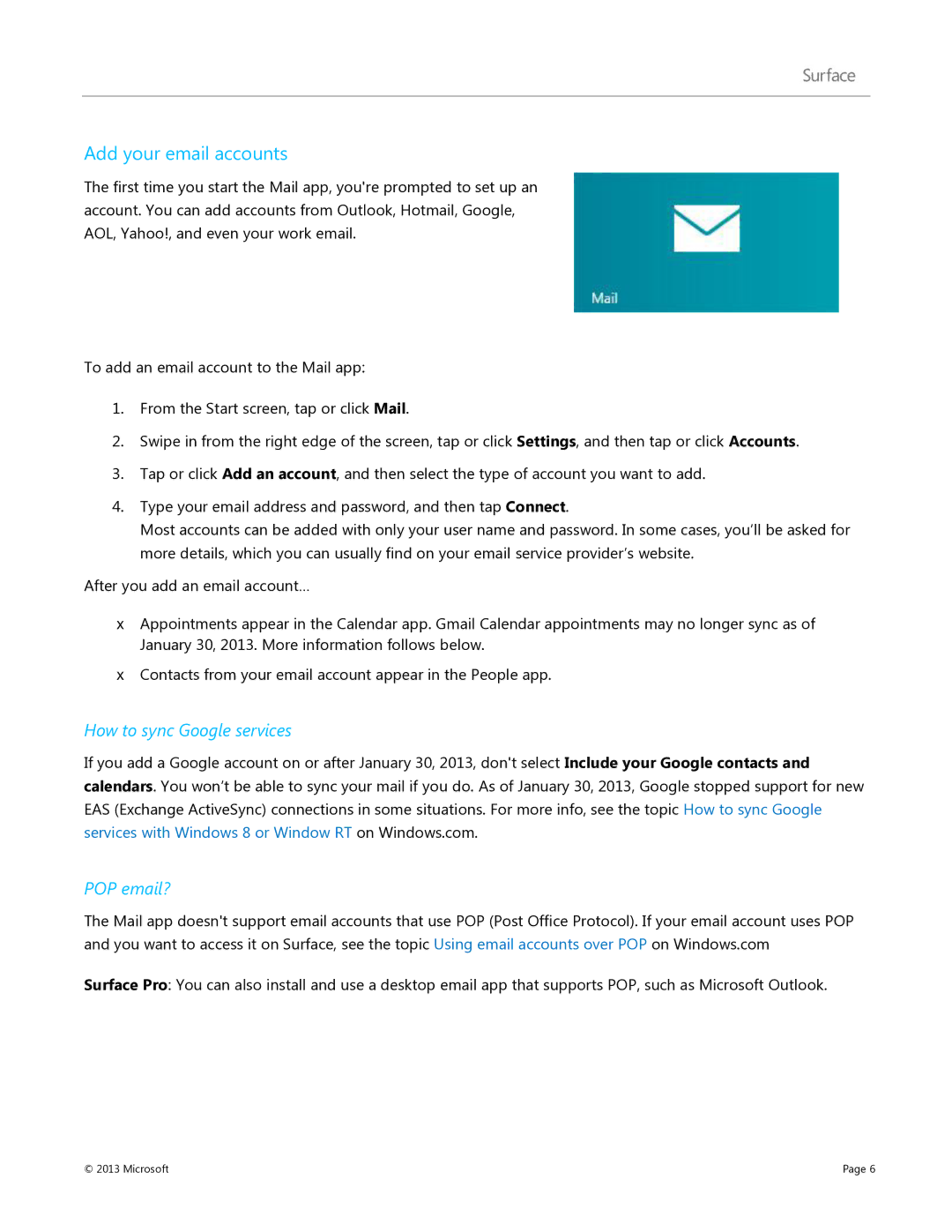 Microsoft 9SR-00001, V900, 9HR-00001, 7XR-00001 manual Add your email accounts, How to sync Google services, POP email? 