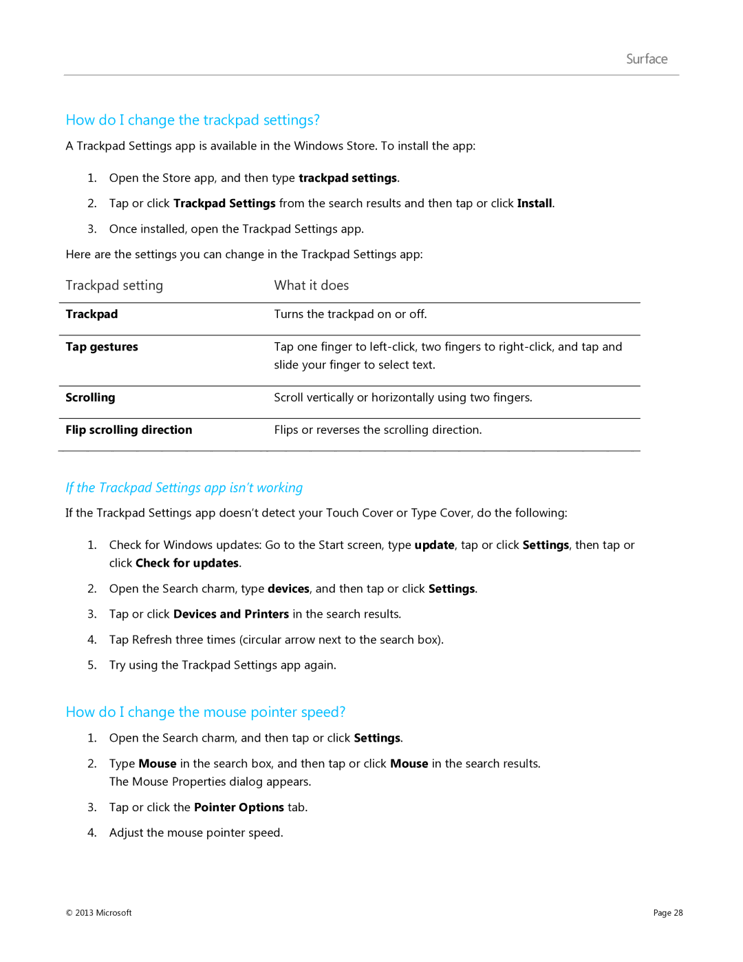 Microsoft 9HR-00001, V900, 7XR-00001 manual How do I change the trackpad settings?, How do I change the mouse pointer speed? 