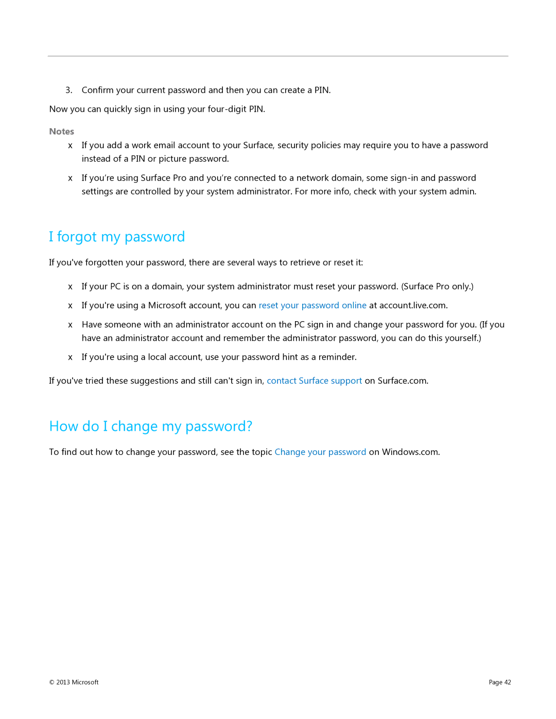 Microsoft 9SR-00001, V900, 9HR-00001, 7XR-00001 manual Forgot my password, How do I change my password? 