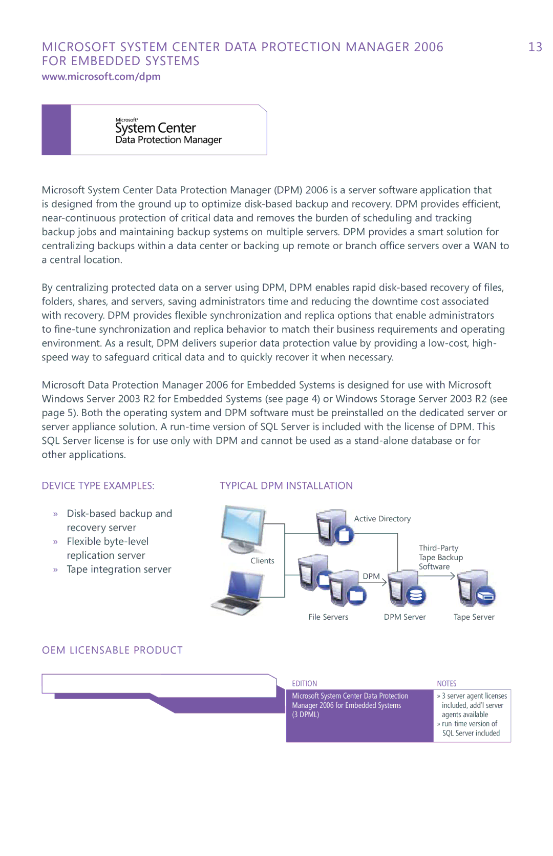 Microsoft volume 2 manual Microsoft system center Data Protection Manager, Dpml 