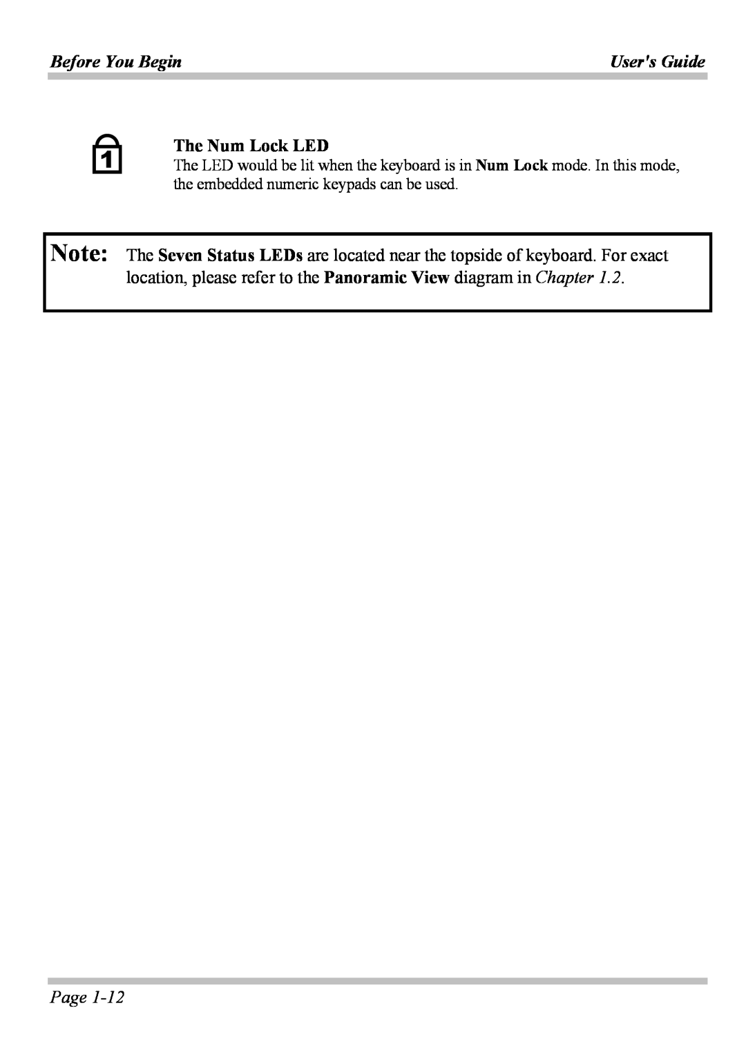 Microsoft W840DI manual The Num Lock LED, Before You Begin, Users Guide, Page 