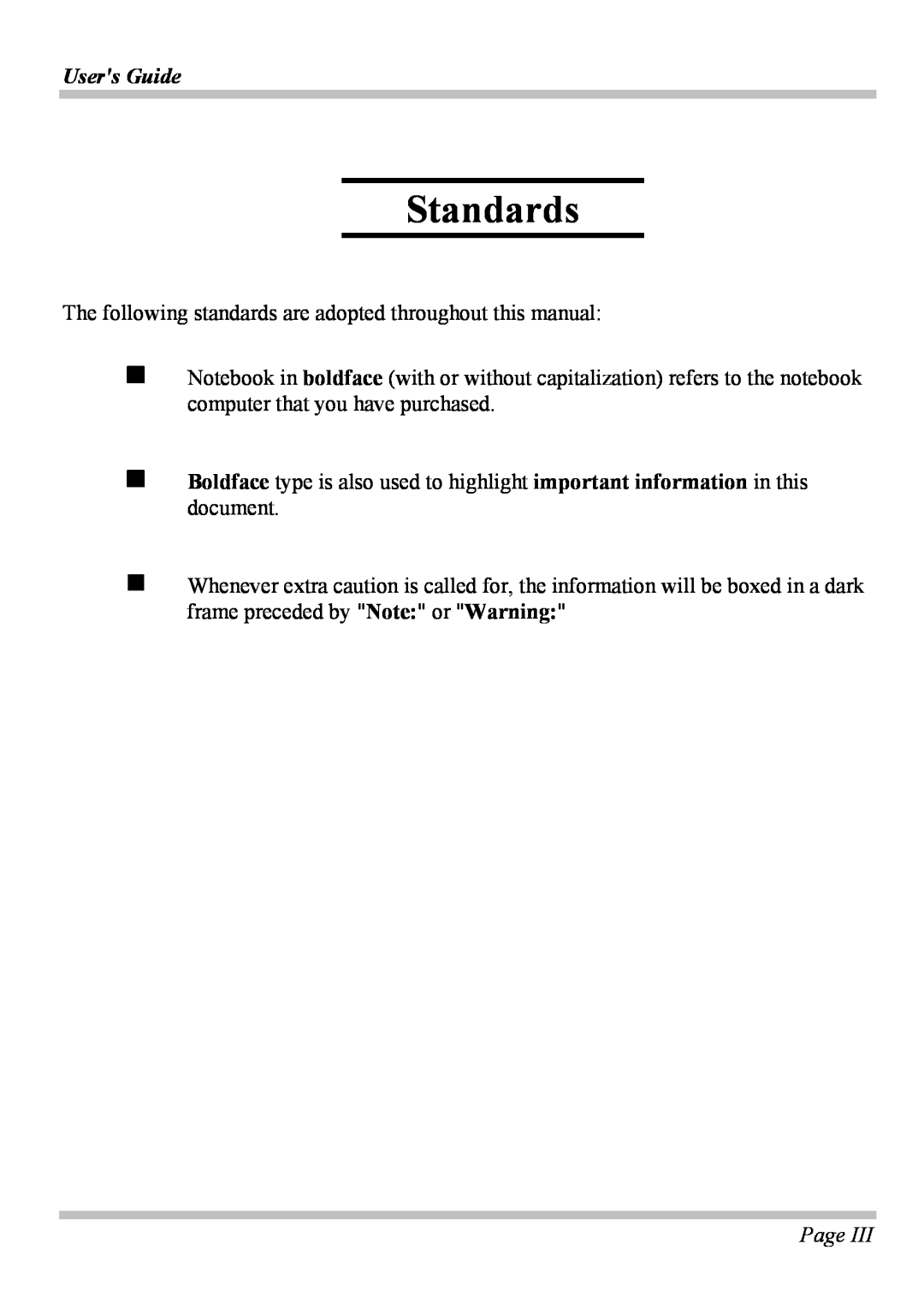 Microsoft W840DI manual Standards, Users Guide, Page 