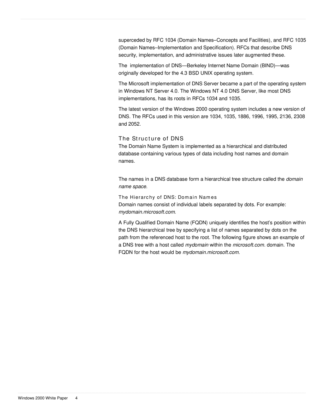 Microsoft windows 2000 DNS manual Structure of DNS, Hierarchy of DNS Domain Names 