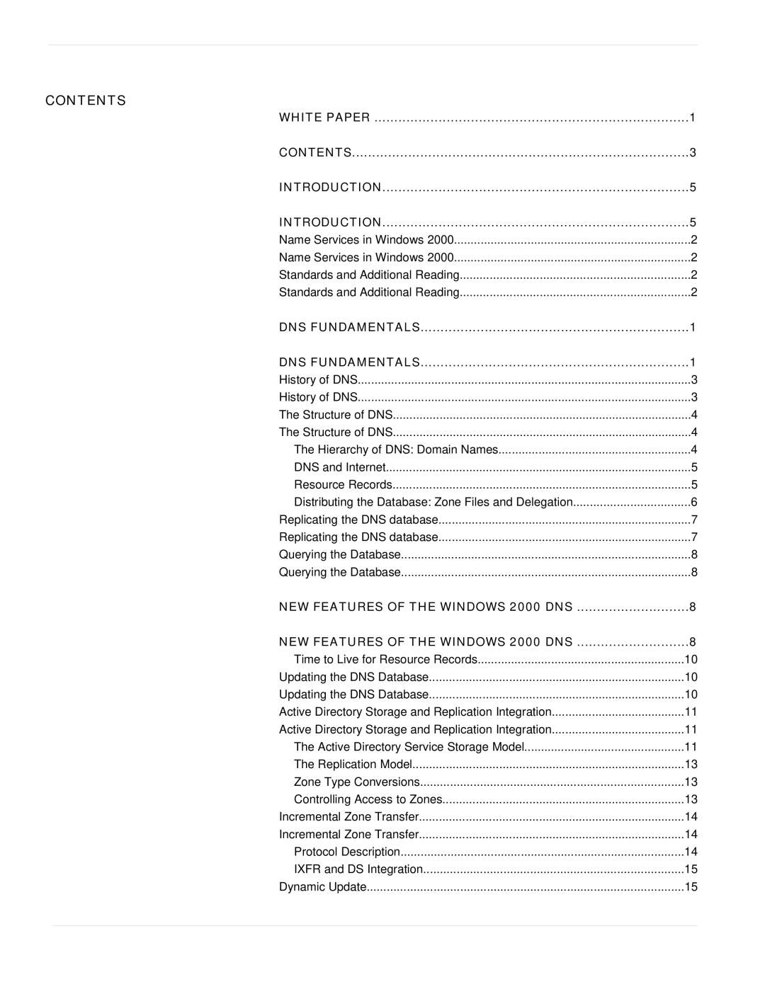 Microsoft windows 2000 DNS manual Contents 