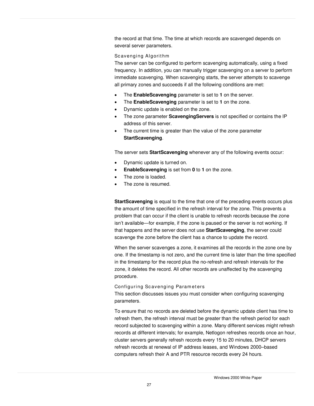 Microsoft windows 2000 DNS manual Scavenging Algorithm, Configuring Scavenging Parameters 