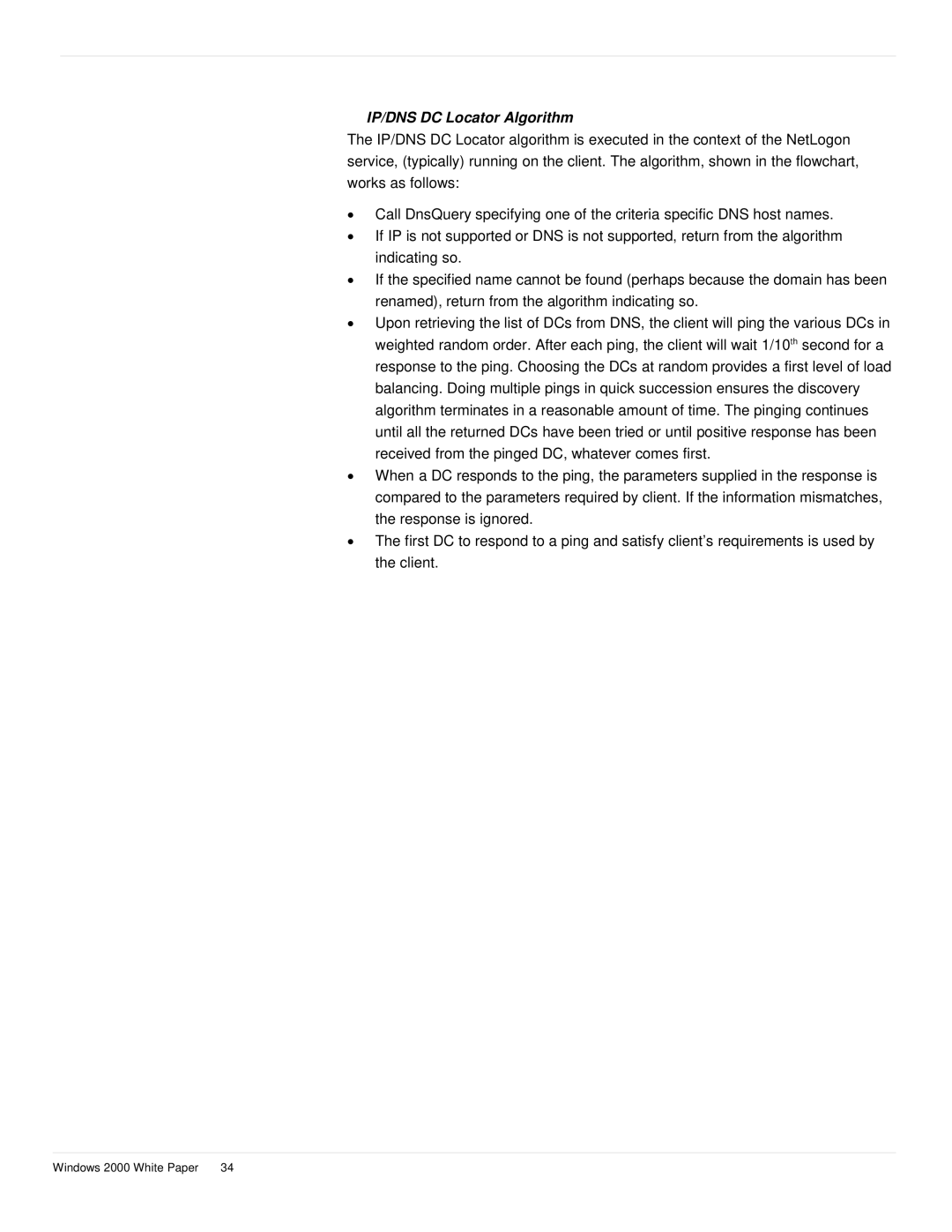 Microsoft windows 2000 DNS manual IP/DNS DC Locator Algorithm 