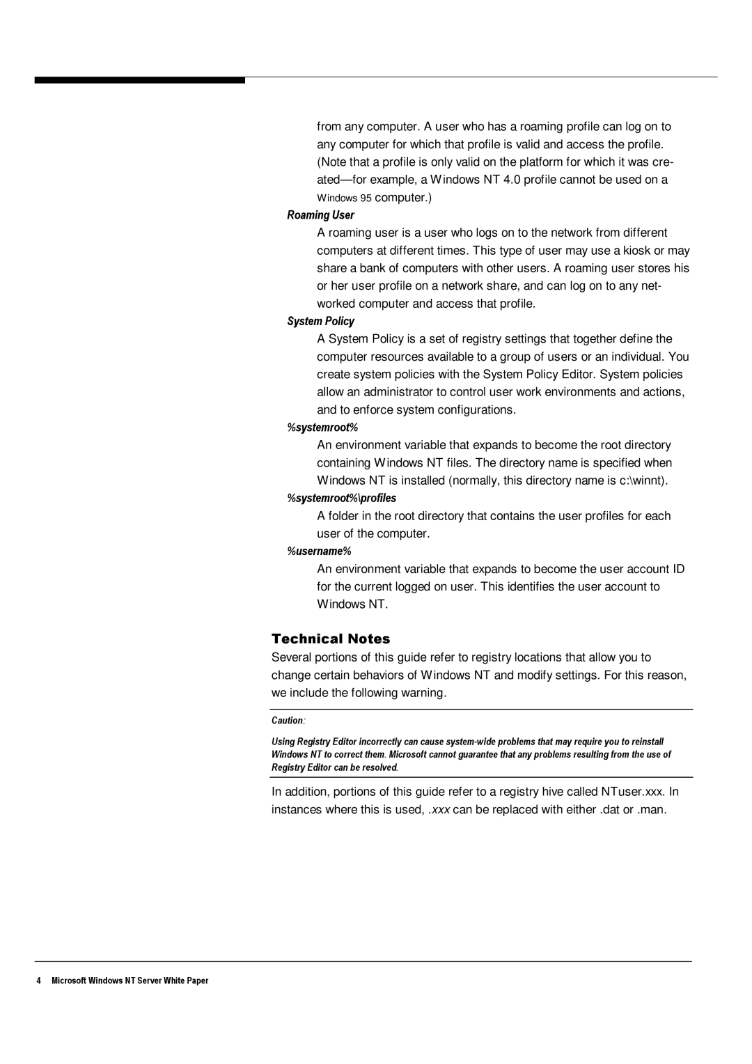 Microsoft Windows NT 4.0 manual Technical Notes, Computer 