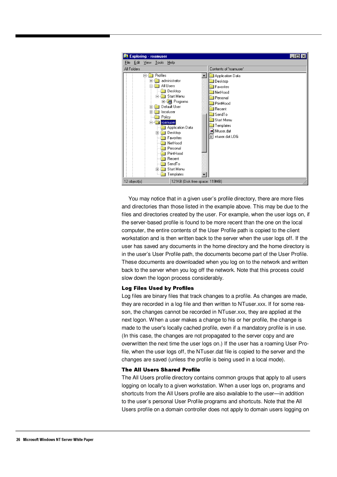 Microsoft Windows NT 4.0 manual Log Files Used by Profiles, All Users Shared Profile 