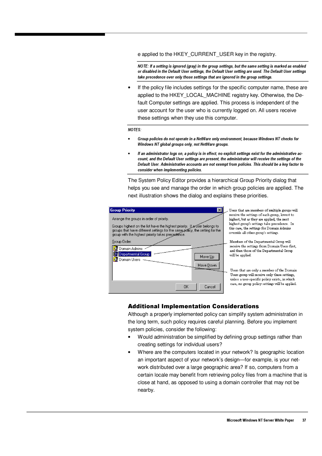 Microsoft Windows NT 4.0 manual Additional Implementation Considerations 