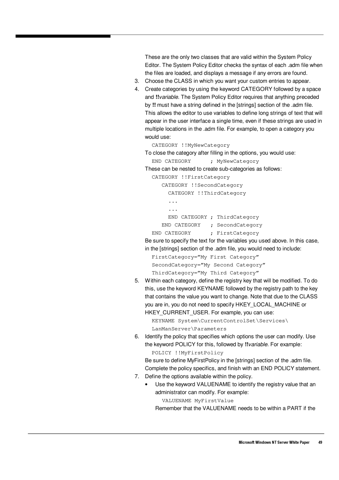 Microsoft Windows NT 4.0 manual Would use, These can be nested to create sub-categories as follows 