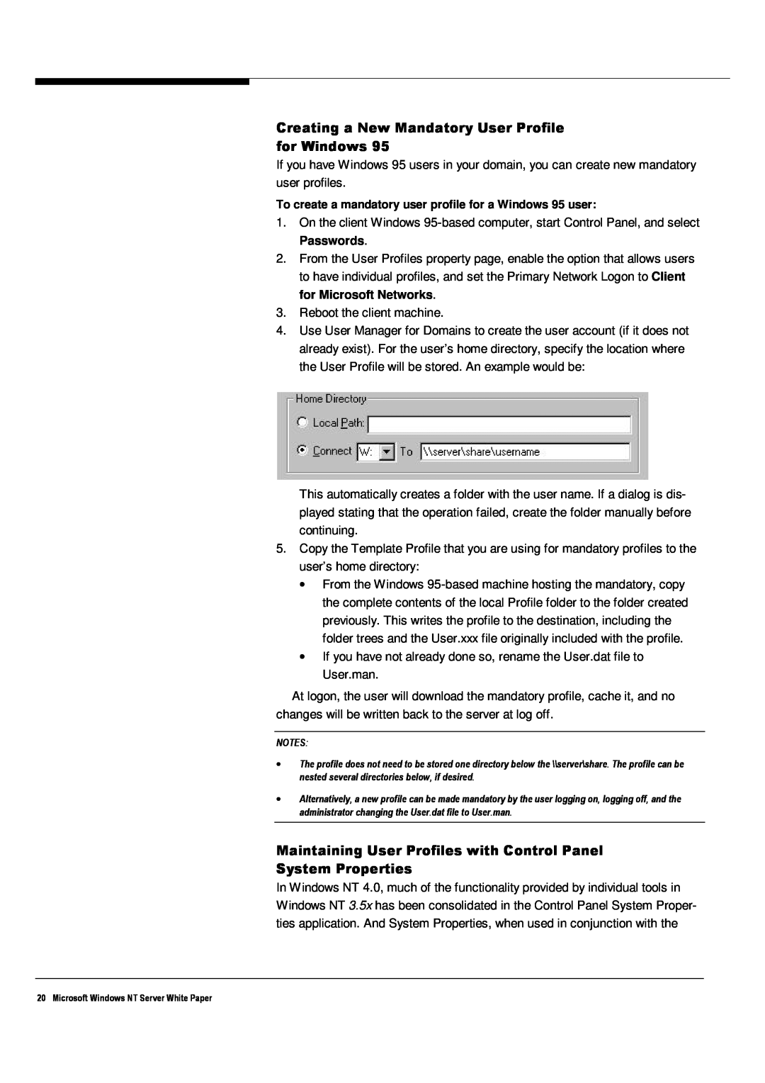 Microsoft Windows NT 4.0 manual Creating a New Mandatory User Profile for Windows 