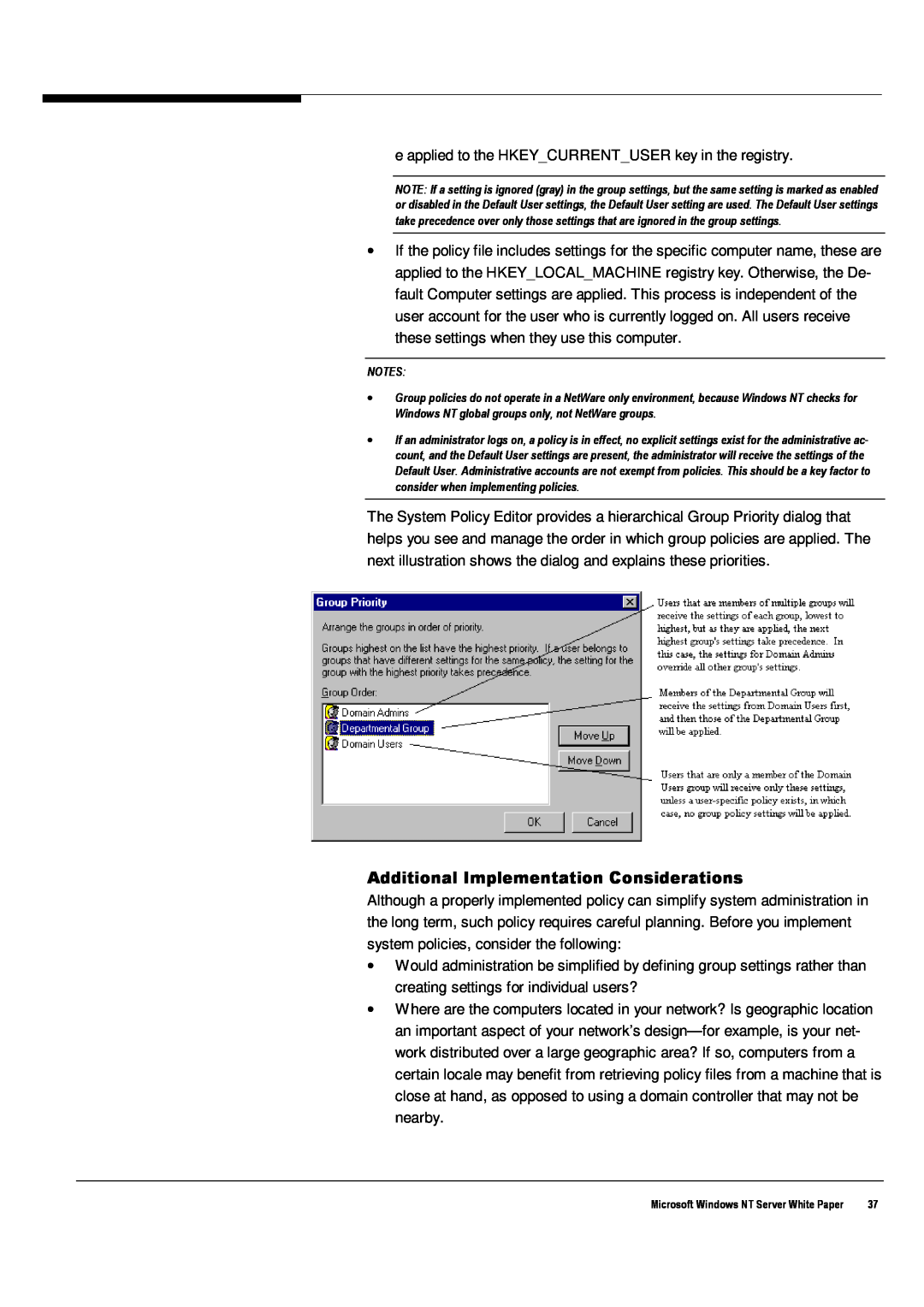 Microsoft Windows NT 4.0 manual Additional Implementation Considerations 