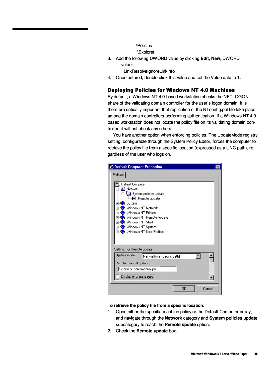 Microsoft manual Deploying Policies for Windows NT 4.0 Machines 