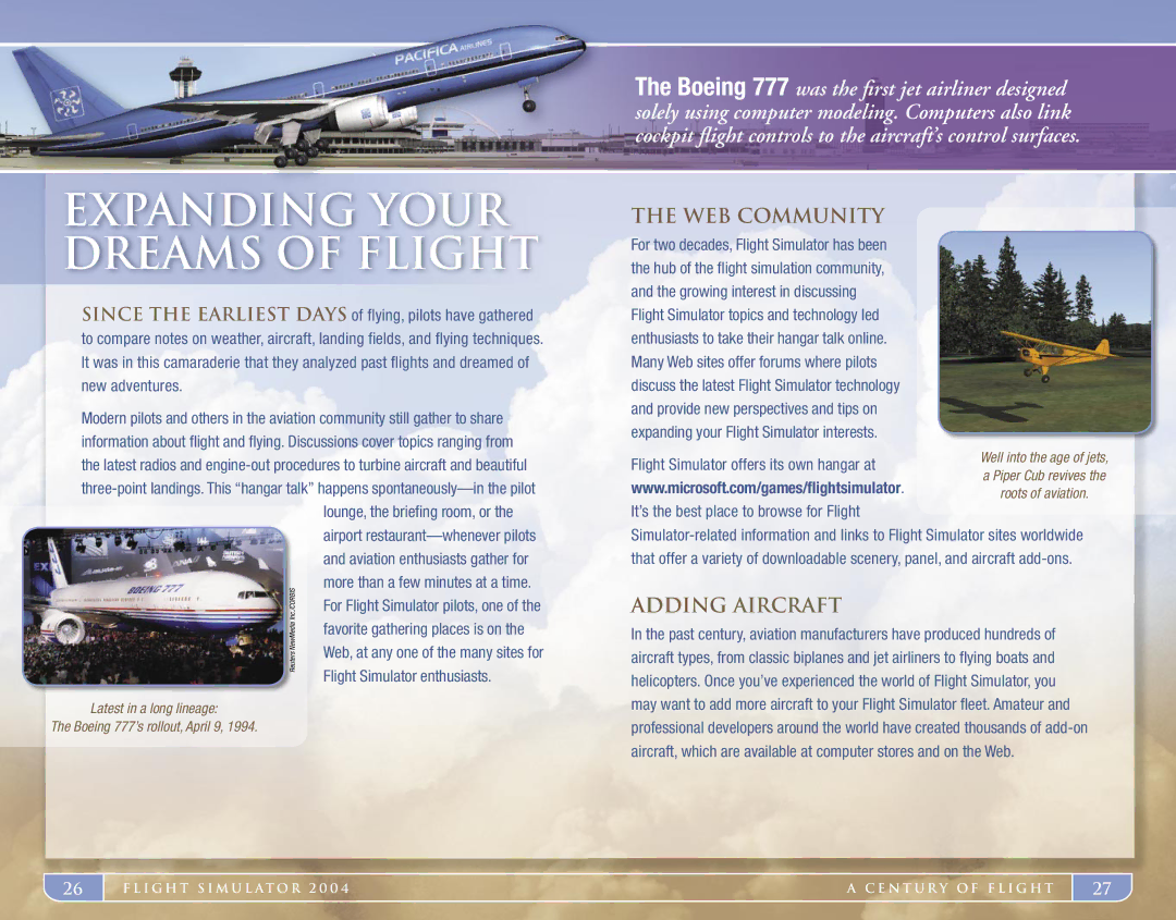 Microsoft X09-519450503 manual Expanding Your, Dreams Of Flight, Web Community, Adding Aircraft 