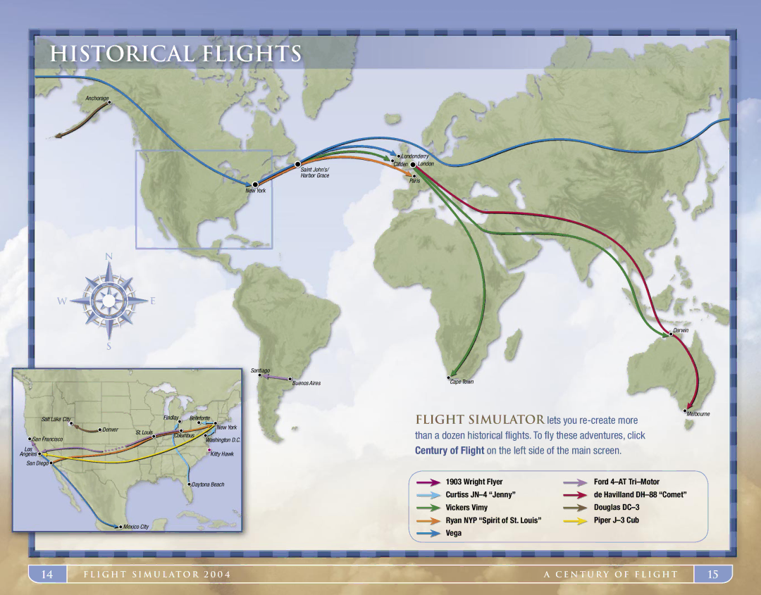 Microsoft X09-519450503 manual Historical Flights, Flight Simulator lets you re-create more 