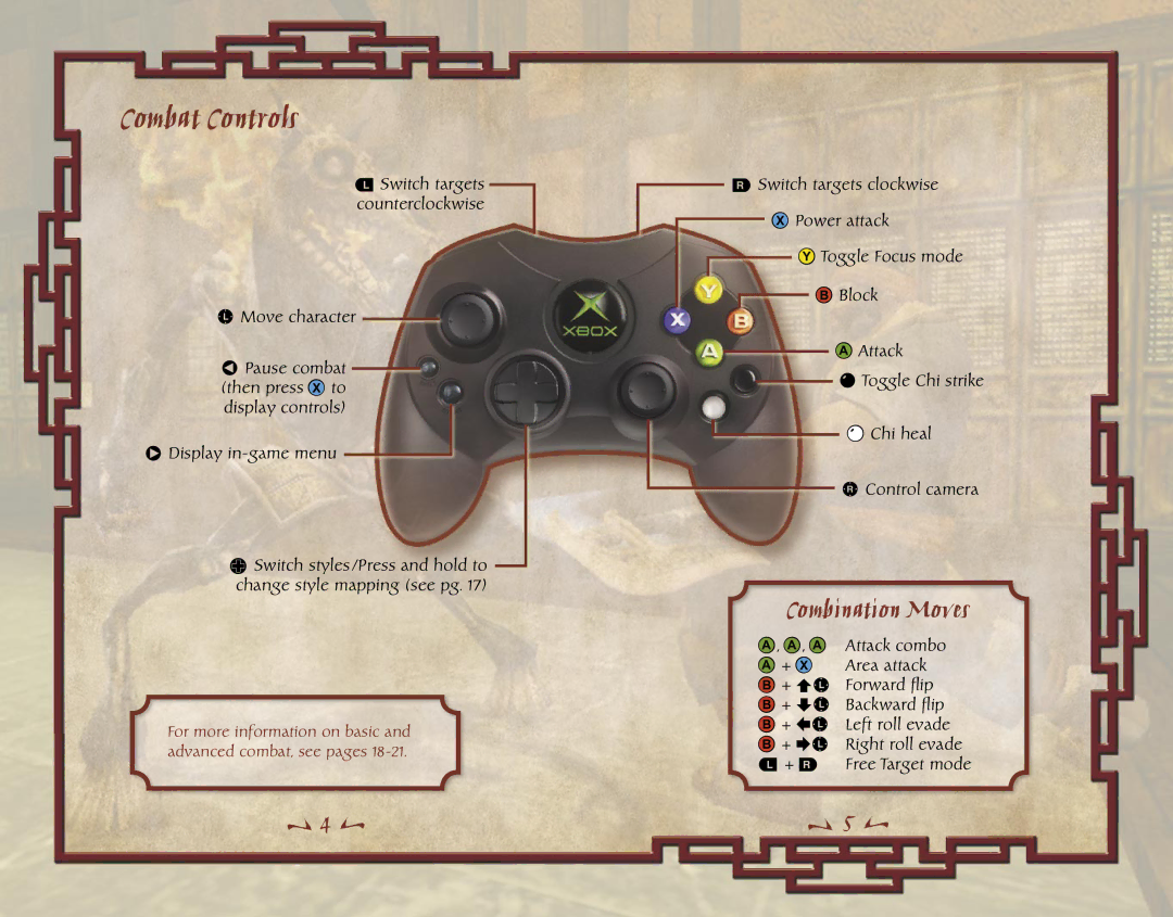 Microsoft X10-99979 manual Combat Controls, Combination Moves 