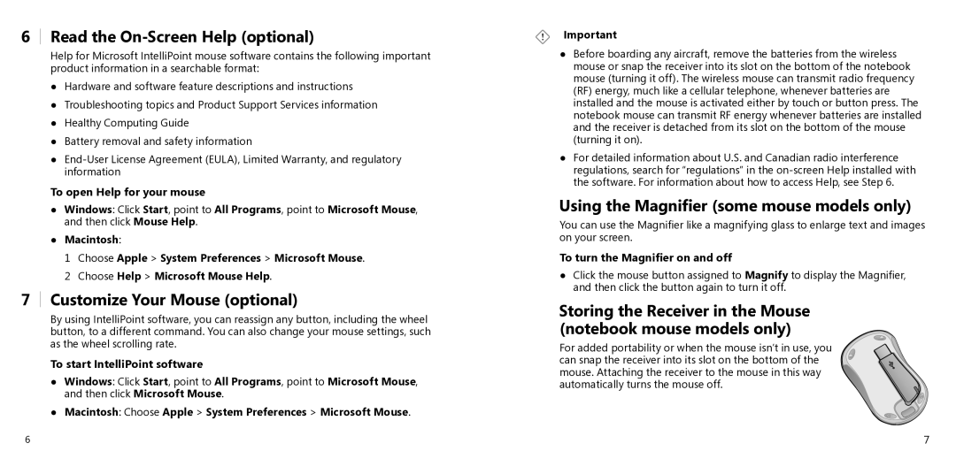 Microsoft X11-27312 manual Read the On-Screen Help optional, Customize Your Mouse optional 