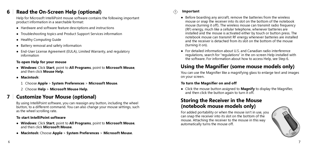 Microsoft X11-27312 manual Read the On-Screen Help optional, Customize Your Mouse optional, To open Help for your mouse 