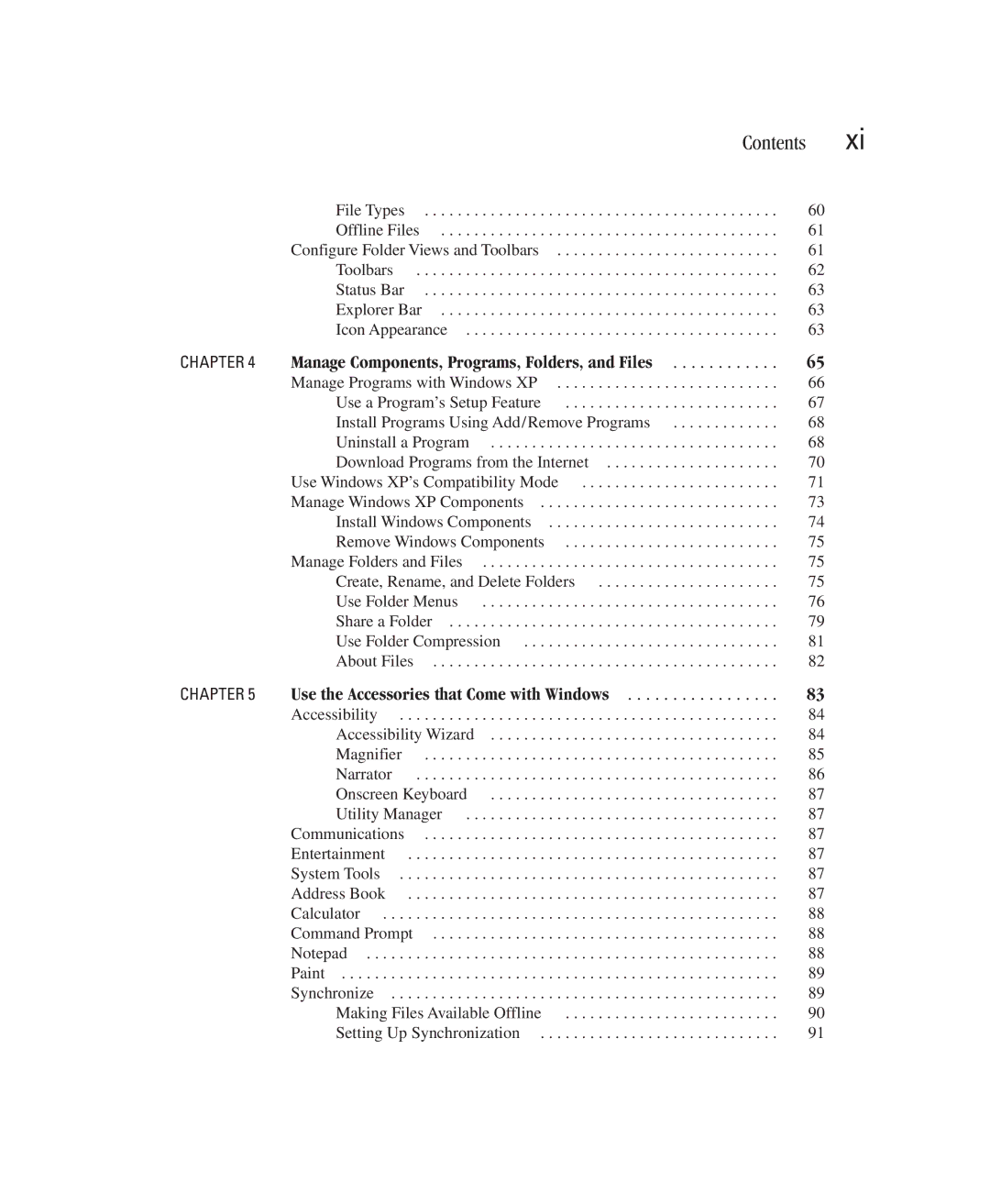 Microsoft Xp manual Contents 