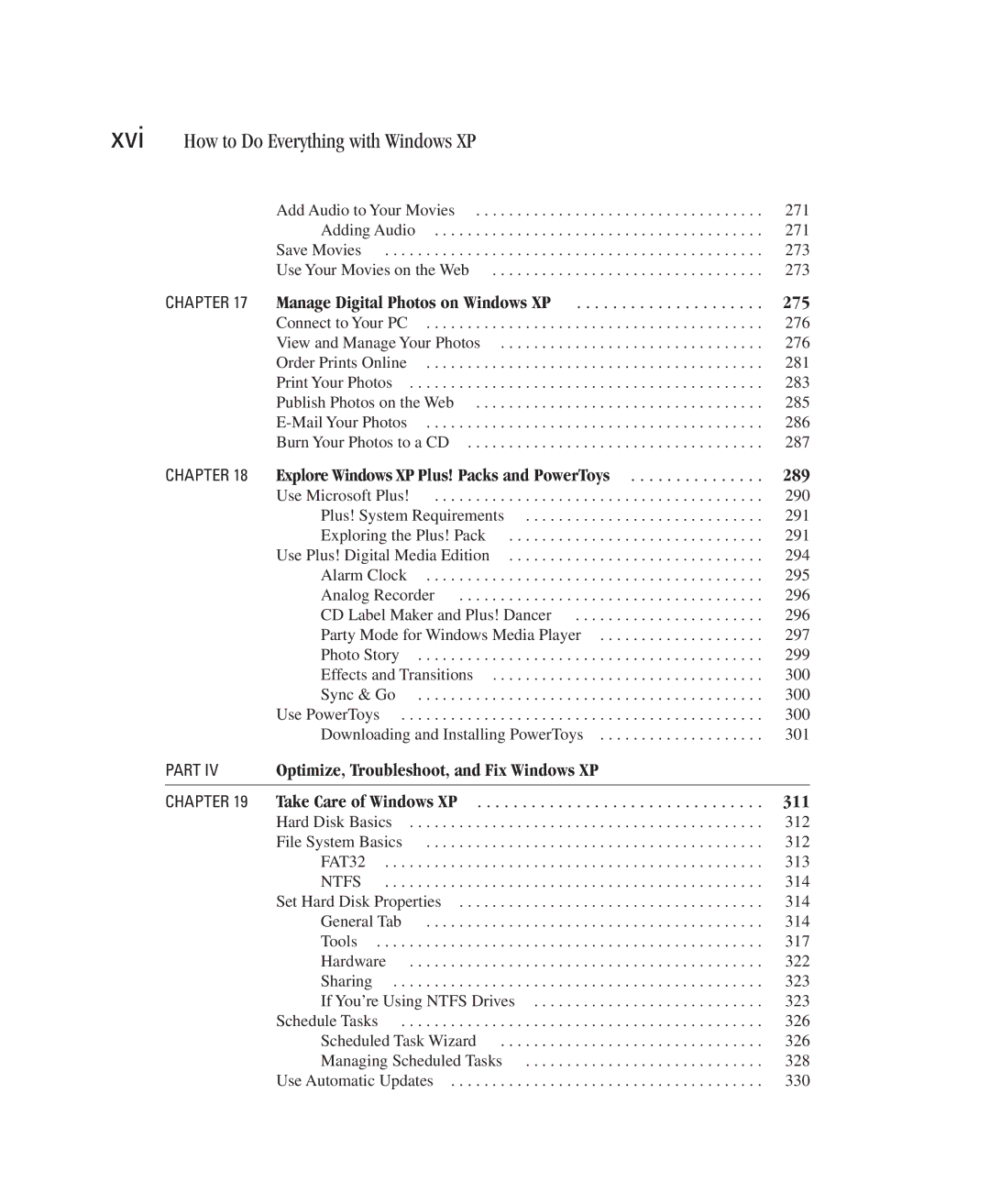 Microsoft Xp manual Xvi, 275, 289, 311 