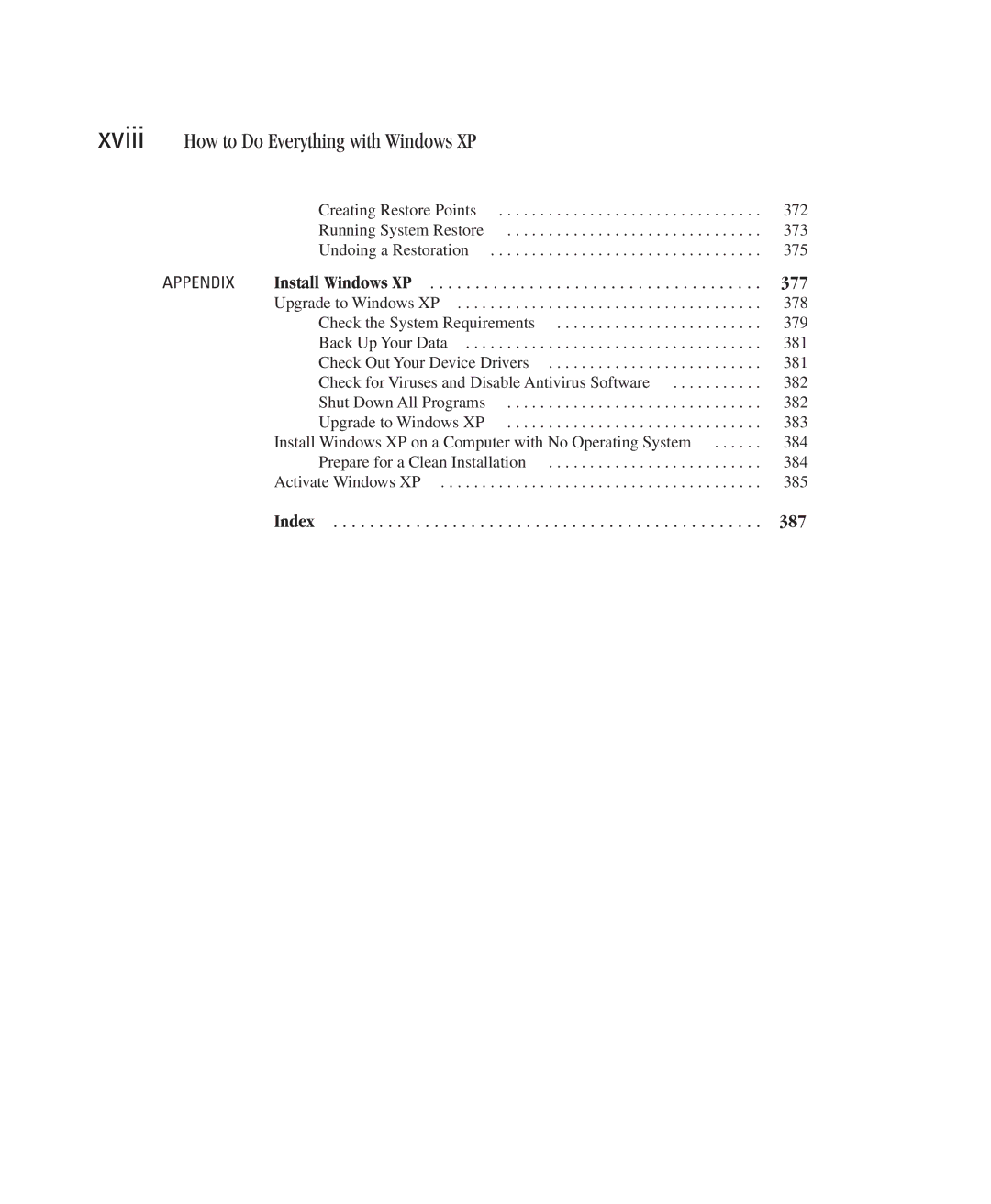 Microsoft Xp manual Xviii, 377, 387 