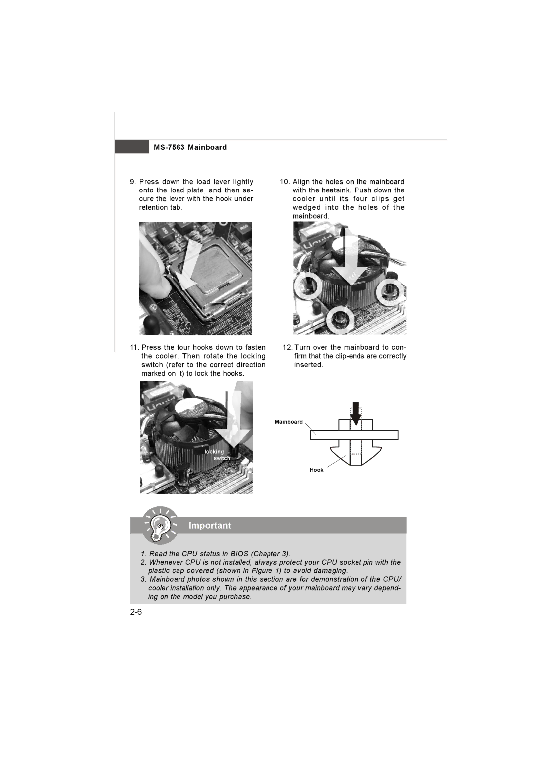 Microstar G41M manual Locking switch 