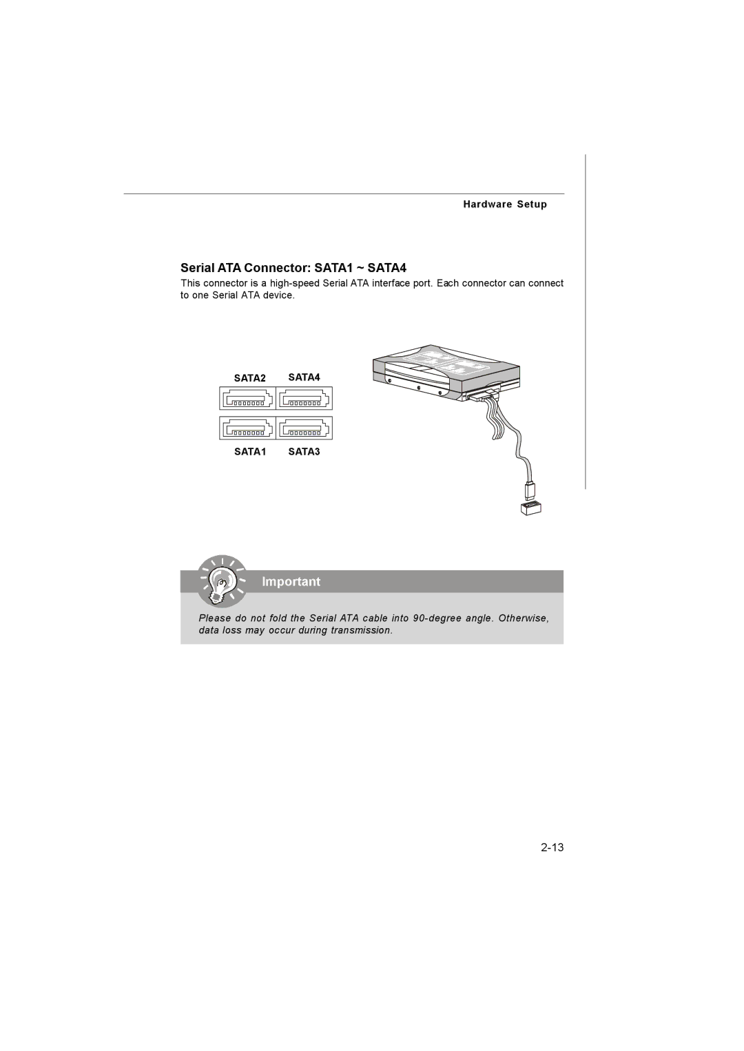 Microstar G41M manual Serial ATA Connector SATA1 ~ SATA4, SATA2 SATA4 SATA1 SATA3 