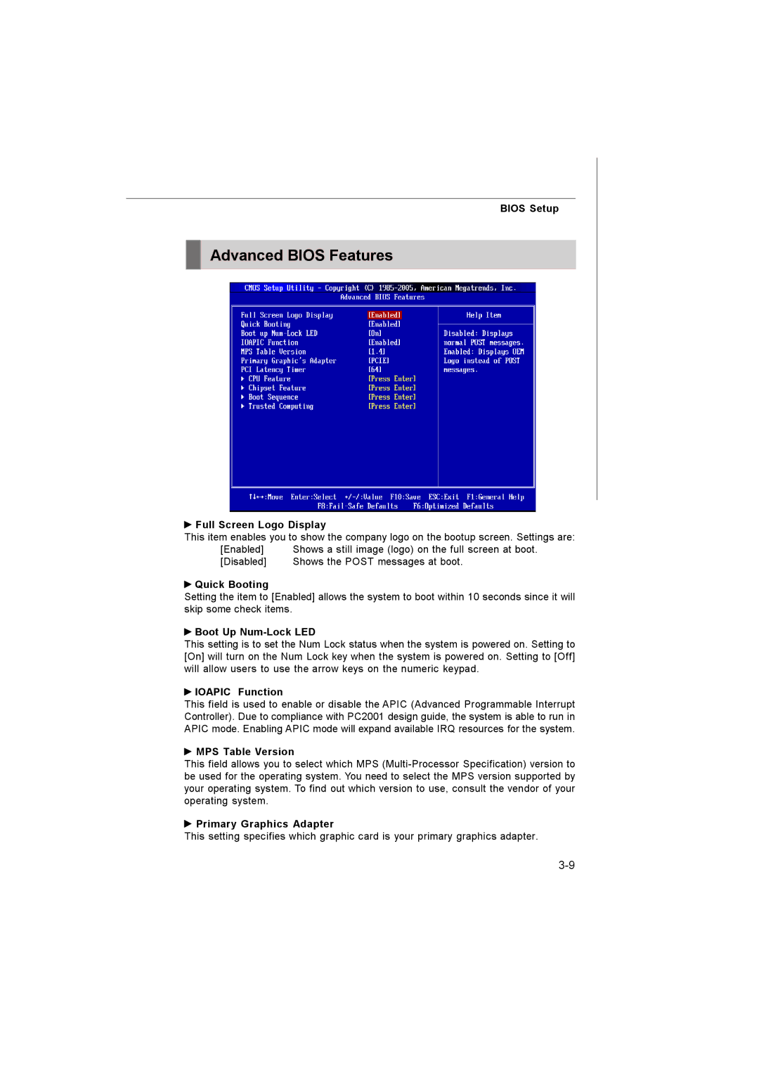 Microstar G41M manual Advanced Bios Features 