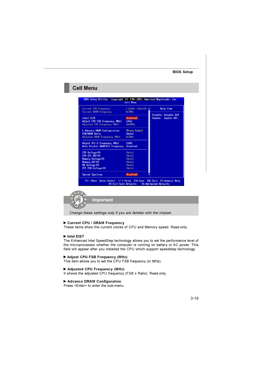 Microstar G41M manual Cell Menu 