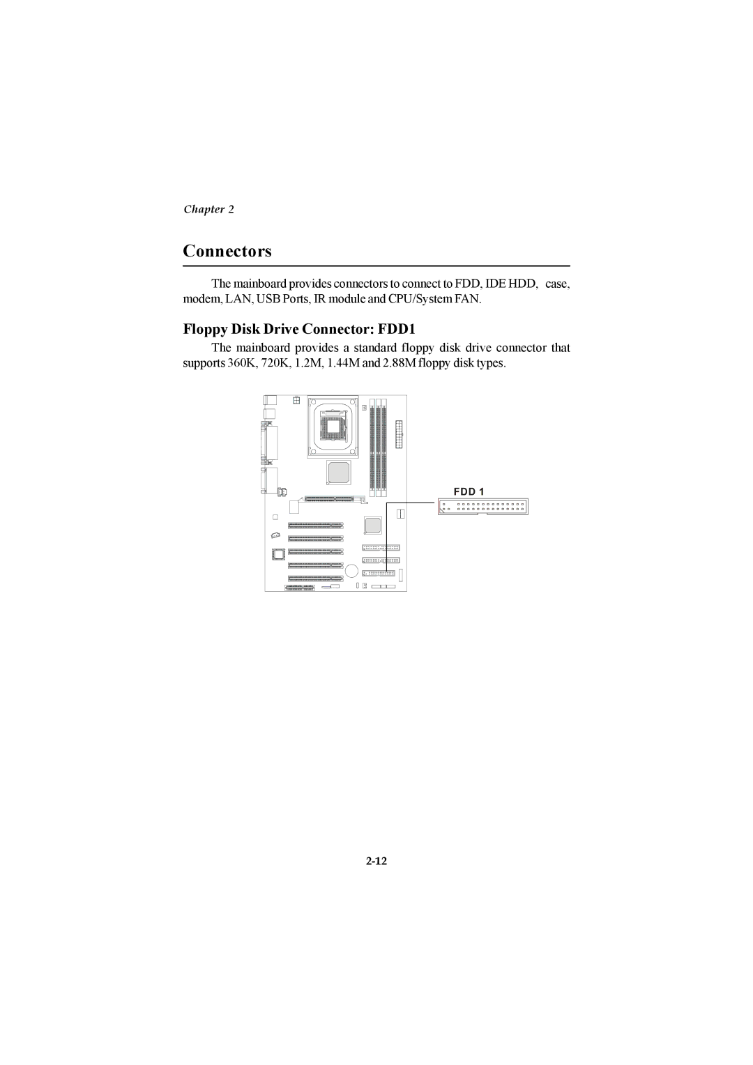 Microstar G52-MA00514 manual Connectors, Floppy Disk Drive Connector FDD1 