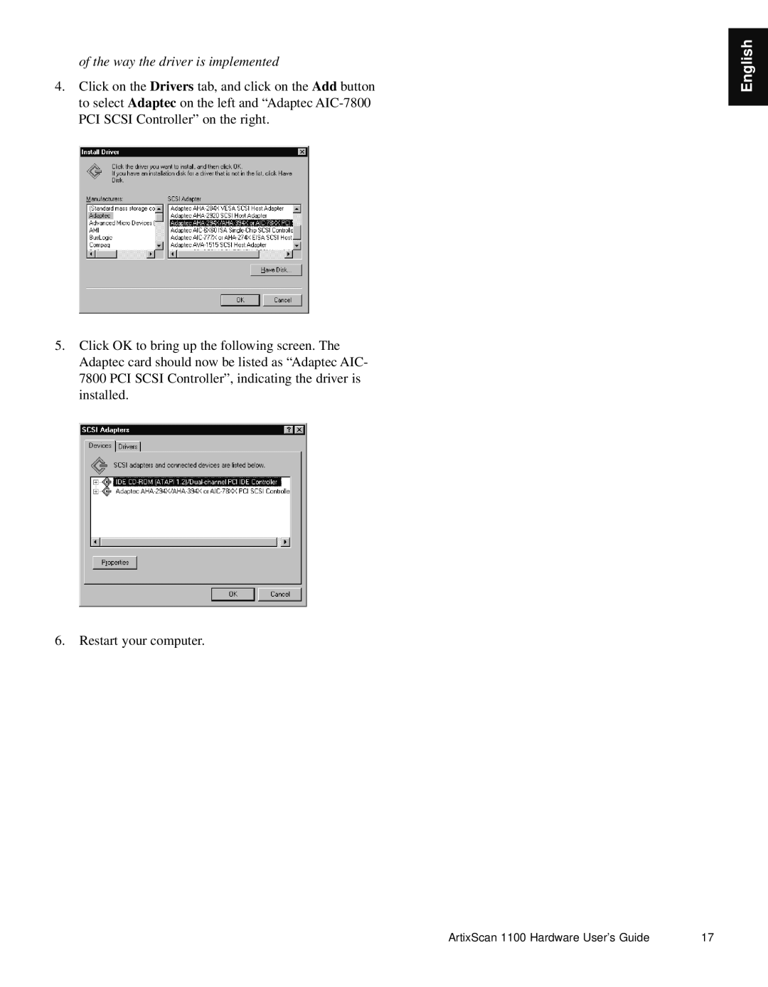 Microtek Artix Scan1100 manual Way the driver is implemented 