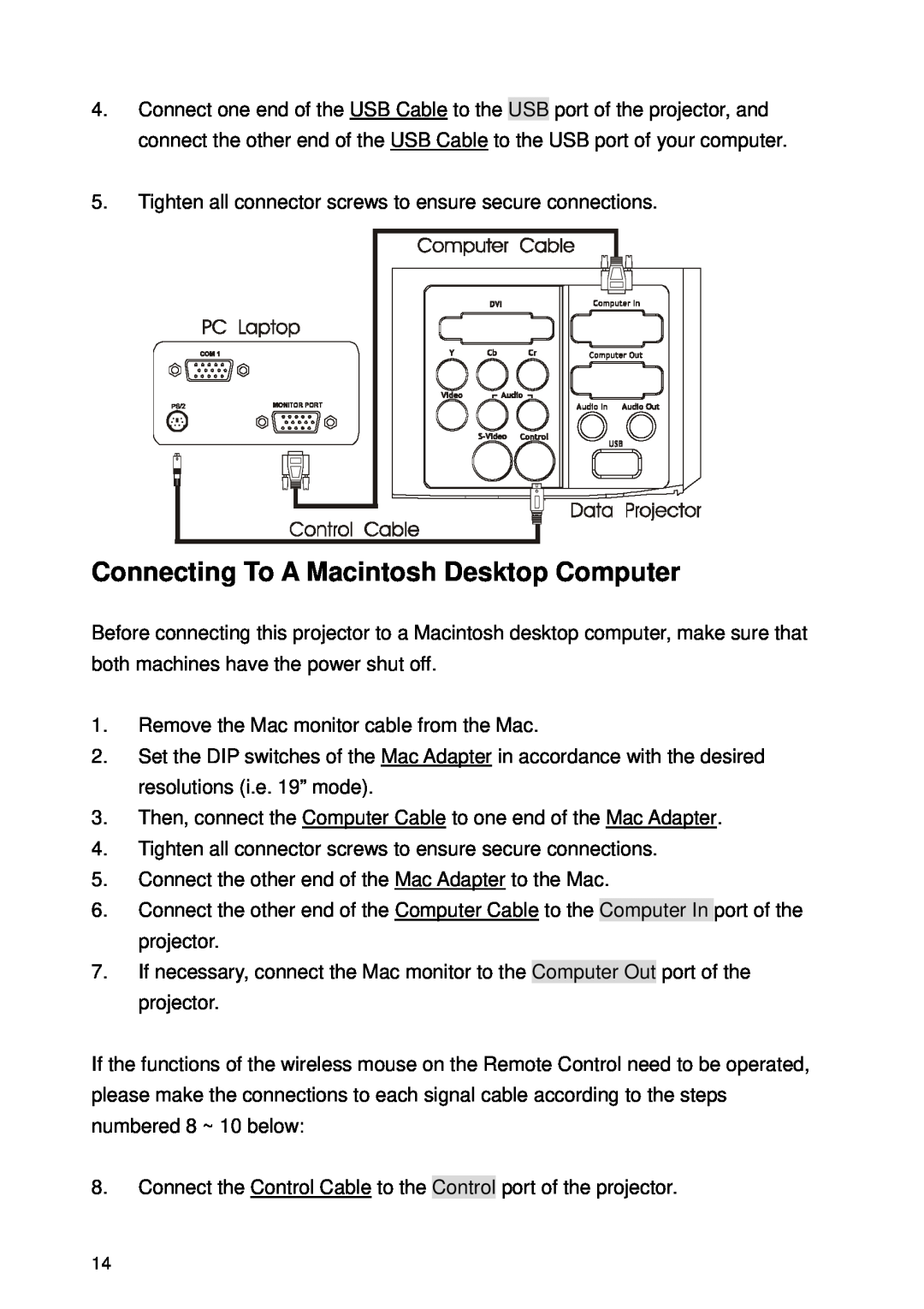 Microtek CX4 manual Connecting To A Macintosh Desktop Computer 