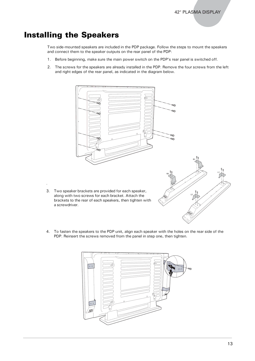 Microtek MHP1-HD user manual Installing the Speakers 