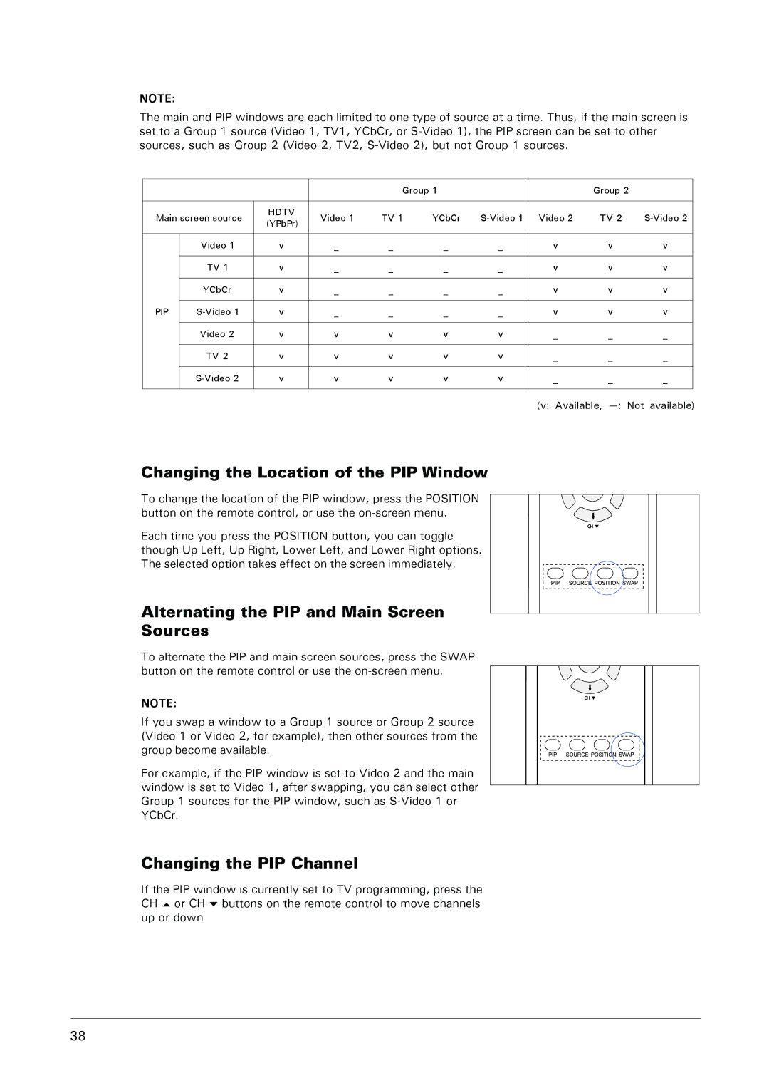 Microtek MHP1-HD user manual Changing the Location of the PIP Window, Alternating the PIP and Main Screen Sources 