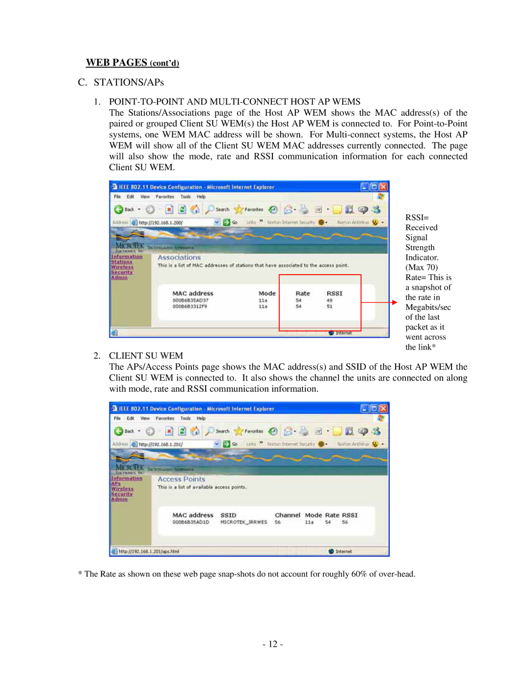 Microtek MiniLink manual STATIONS/APs, POINT-TO-POINT and MULTI-CONNECT Host AP Wems 