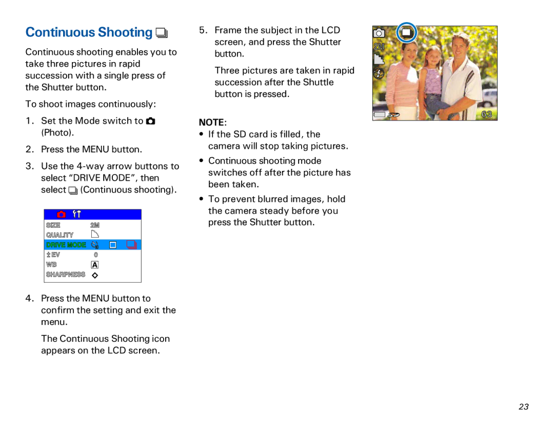 Microtek MKT-1300a manual Continuous Shooting 