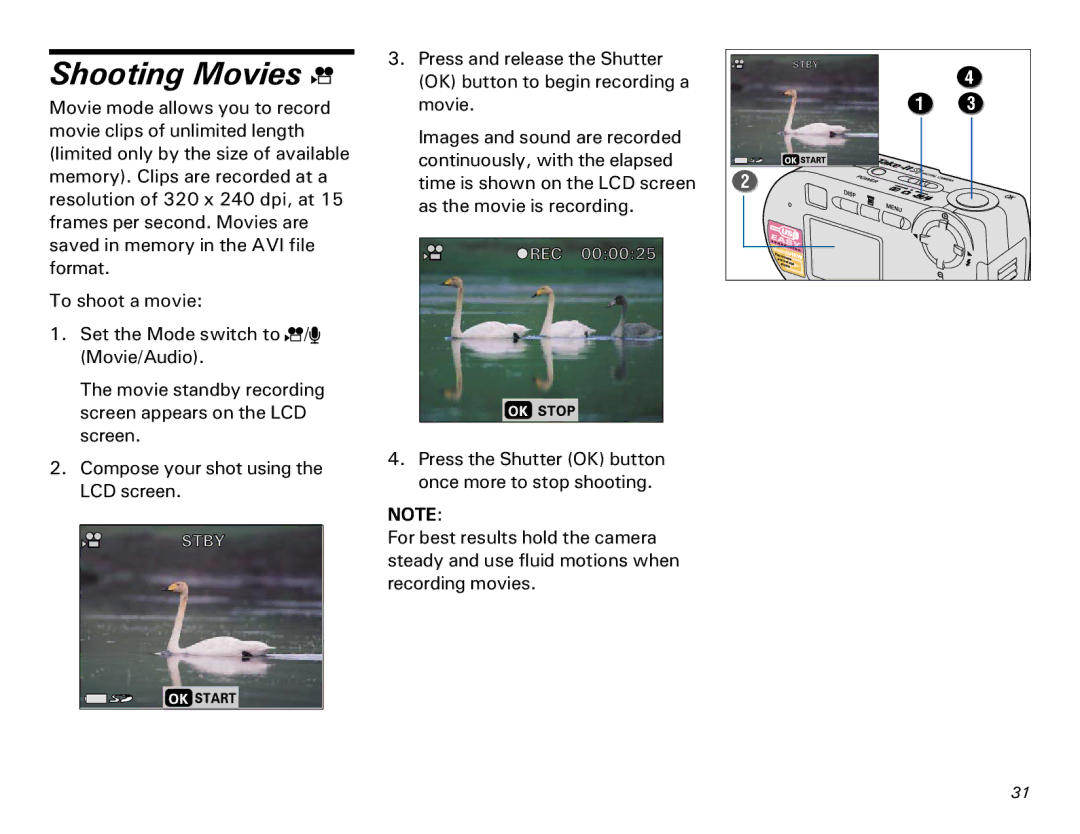 Microtek MKT-1300a manual Shooting Movies 