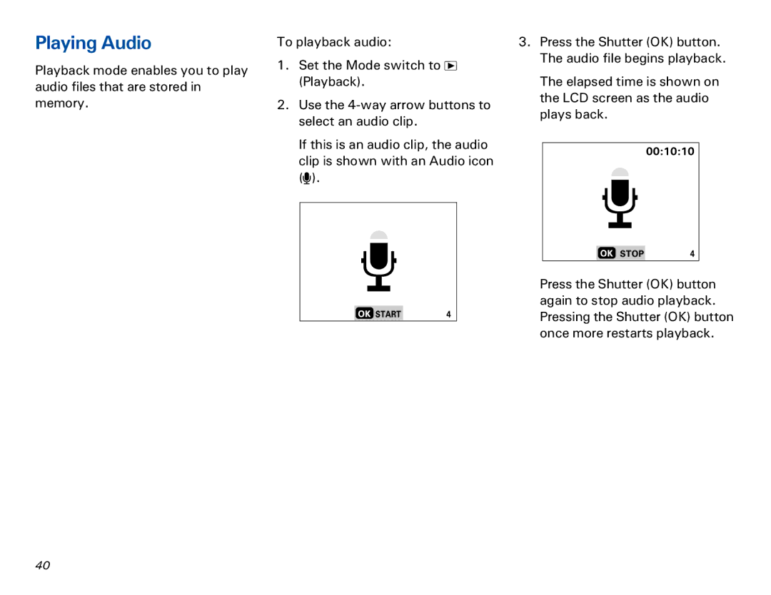 Microtek MKT-1300a manual Playing Audio 